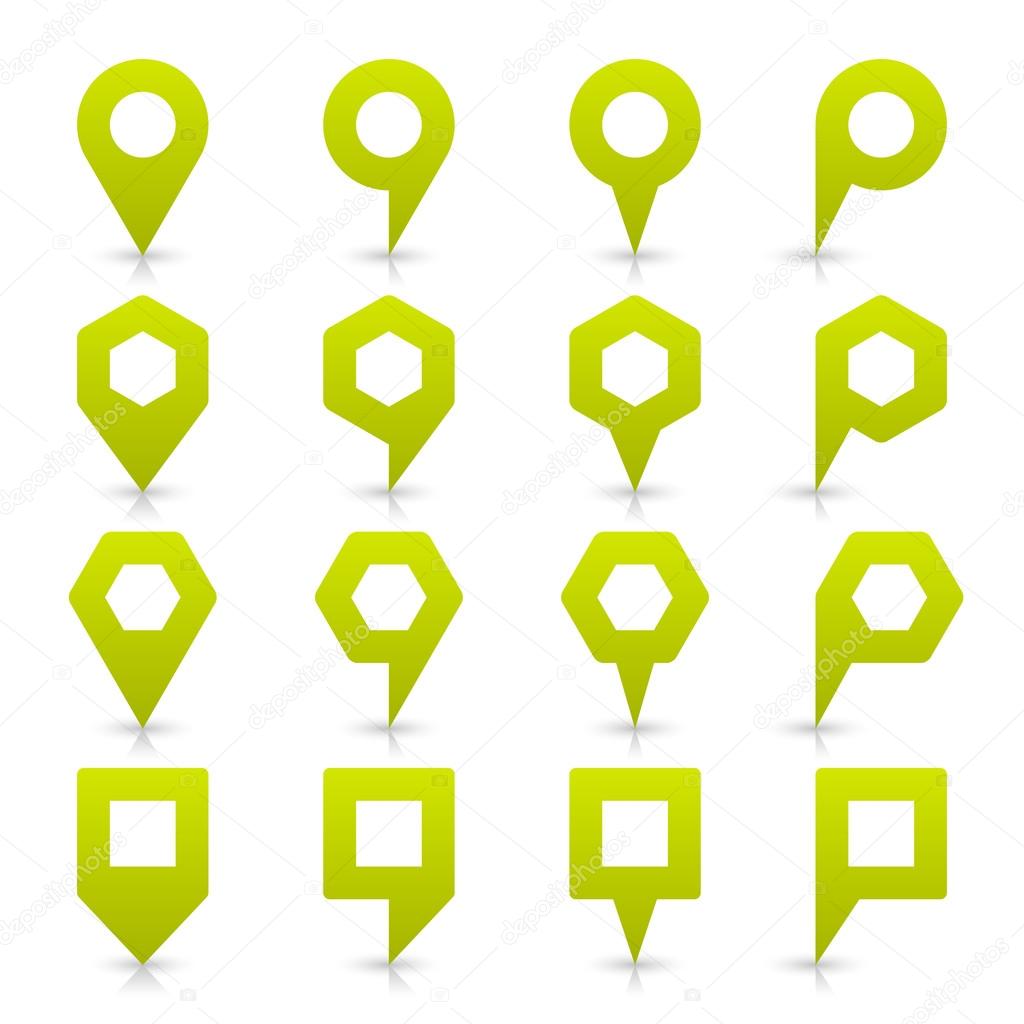 Green color map pin icon satin location sign with empty copy space