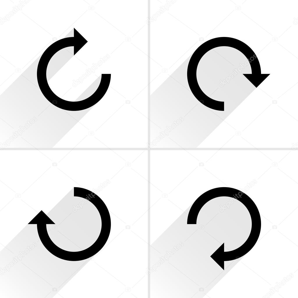 4 arrow icon refresh, rotation, reset, repeat, reload sign set