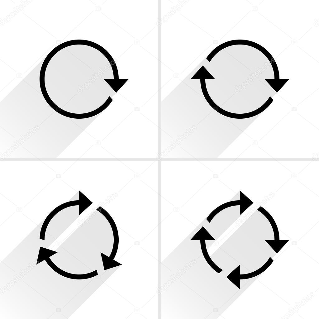 4 arrow icon refresh, rotation, reset, repeat, reload sign set