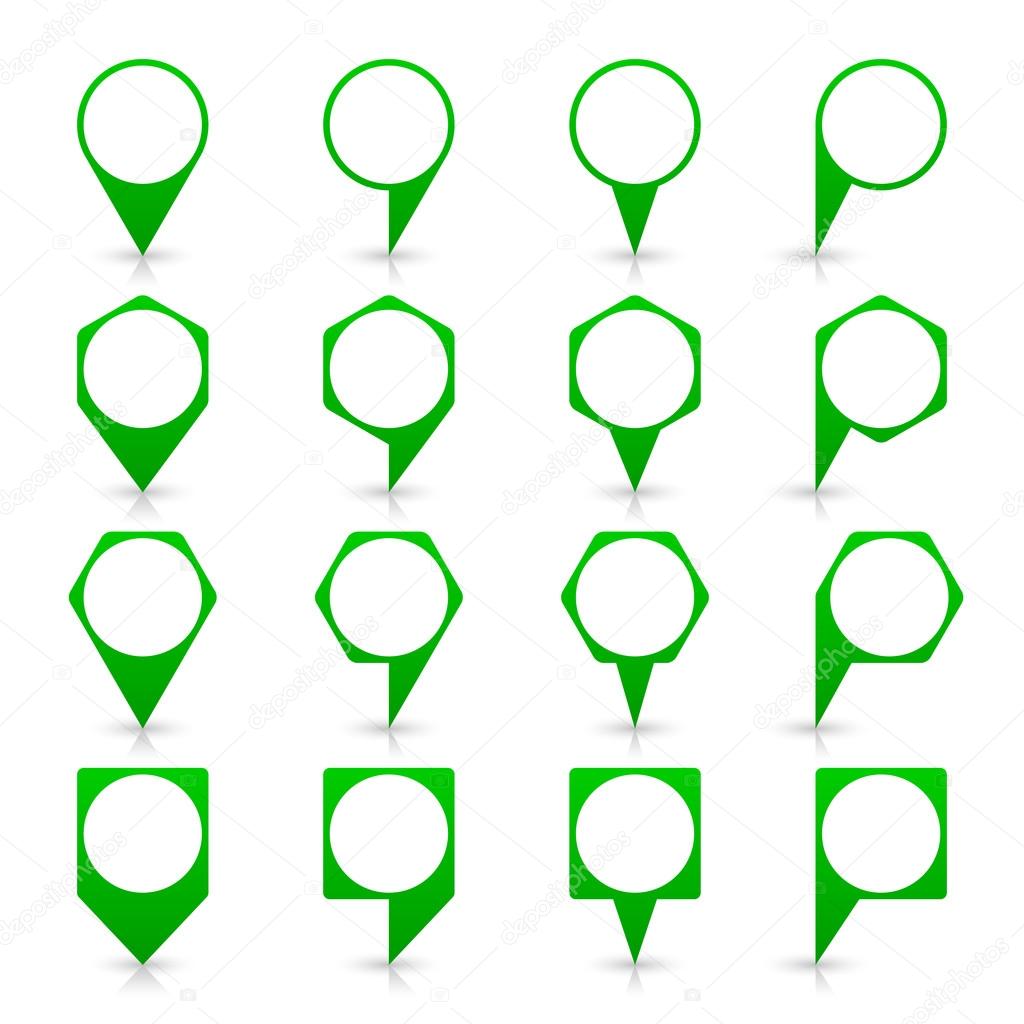 Green blank map pin signs