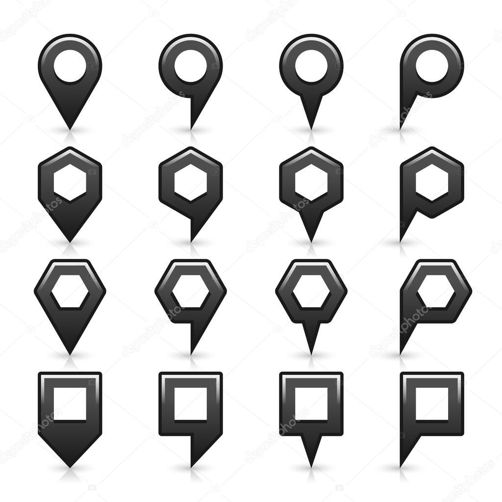 Gray color map pin icon satin location sign with empty copy space