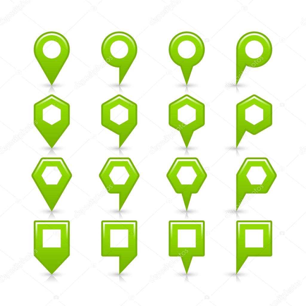 Green color map pin icon satin location sign with empty copy space