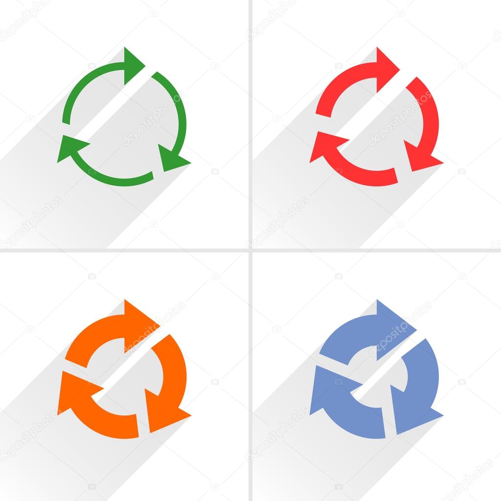 4 arrow icon. Repeat, reload, refresh, rotation, reset sign.