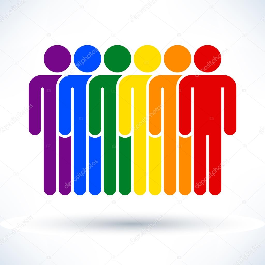 Colored  people (men figure) with gray drop shadow isolated on white background in simple flat style. Graphic clip-art design elements save in vector illustration 8 eps
