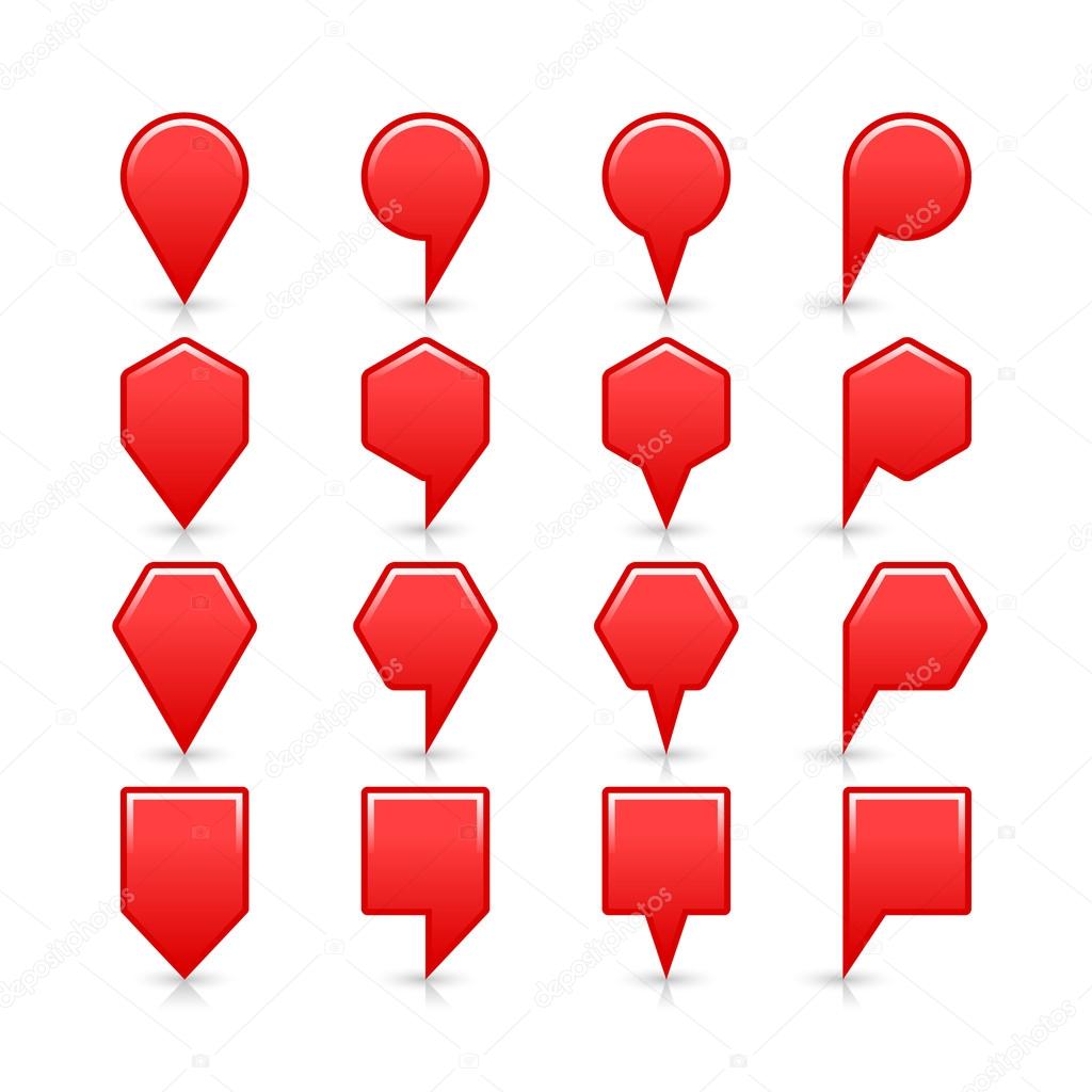 Red color map pin icon satin location sign with empty copy space
