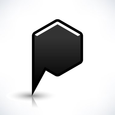 Siyah harita PIN konumu işaret yuvarlak altıgen şekil simgesi