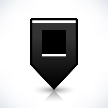 Siyah harita PIN konumu işaret yuvarlak kare şekli simgesi