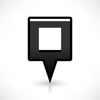 Siyah harita PIN konumu işaret yuvarlak kare şekli simgesi