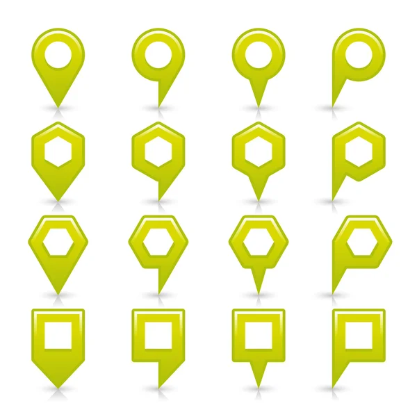 Icono de pin de mapa de color verde signo de ubicación satinado con espacio de copia vacío — Archivo Imágenes Vectoriales