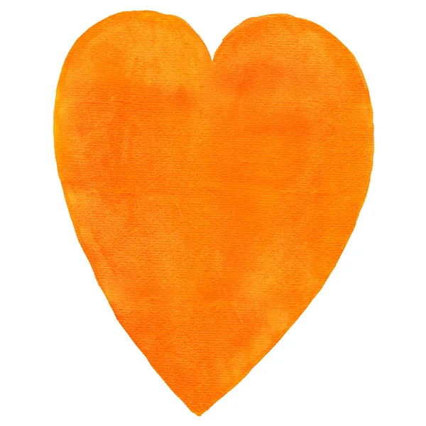 Watercolor heart orange color — Stock Photo, Image