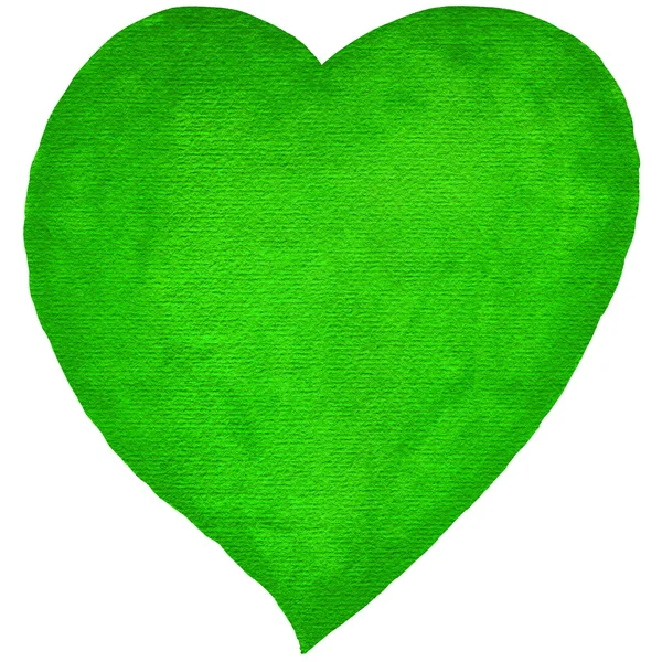 Acquerello cuore colore verde — Foto Stock