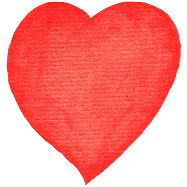 Vattenfärg hjärta röd färg — Stockfoto