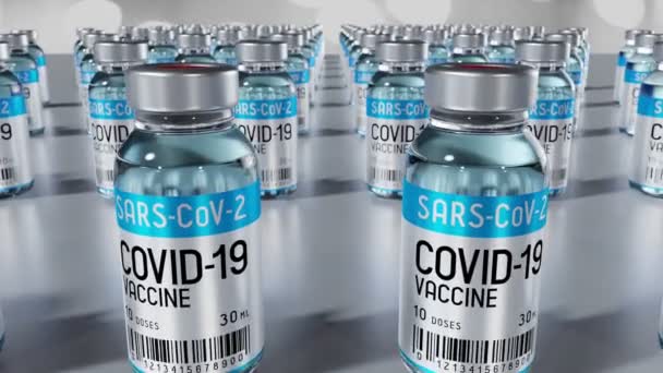 Covid Sars Cov Coronavirus Αμπούλες Εμβολίου Μεγάλη Για Θέματα Όπως — Αρχείο Βίντεο