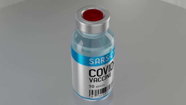 Covid Sars Cov Coronavirus Vaccine Ampoule 伟大的与流行病作斗争的主题 4K动画 3840X2160 3D渲染 — 图库视频影像