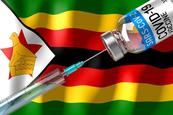 Covid Sars Cov Koronavirový Vakcinační Program Zimbabwe Injekční Lahvička Injekční — Stock fotografie