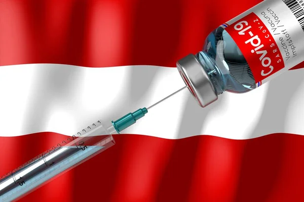 Covid Sars Cov Koronavirový Vakcinační Program Rakousku Injekční Lahvička Injekční — Stock fotografie