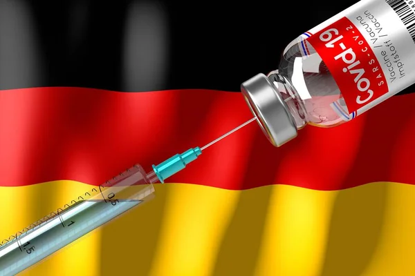 Covid Sars Cov Coronavirus Vaccination Programme Germany Vial Syringe Illustration — Stock Photo, Image