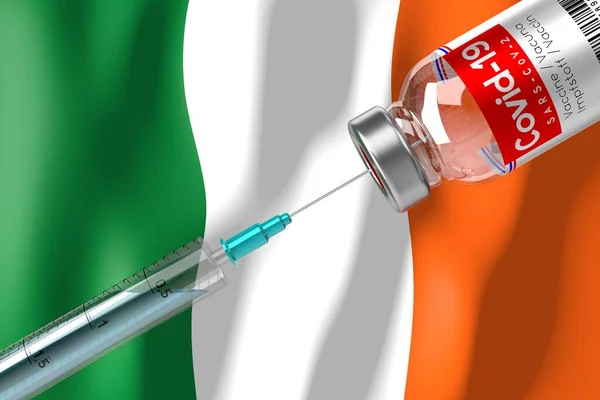 Covid Sars Cov Coronavirus Vaccination Programme Ireland Vial Syringe Illustration — Stock Photo, Image