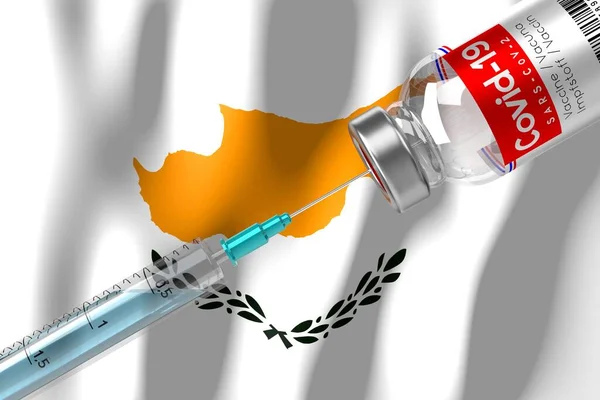 Covid Sars Cov Coronavirus Vaccination Programme Cyprus Vial Syringe Illustration — Stock Photo, Image