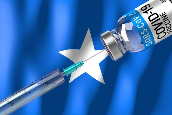 Covid Sars Cov Program Vaksinasi Coronavirus Somalia Vial Syringe Ilustrasi — Stok Foto