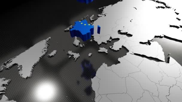 Mapa Flaga Unii Europejskiej Spadające Kształty Krajów Animacja 3840X2160 Renderowanie — Wideo stockowe