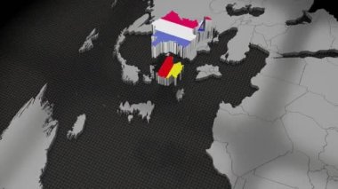 Avrupa Birliği ülkeleri ve uluslararası bayraklar - 4K animasyon (3840x2160 px), 3D yorumlama.