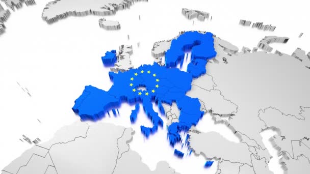 Mapa Bandeira União Europeia Animação 3840X2160 Renderização — Vídeo de Stock