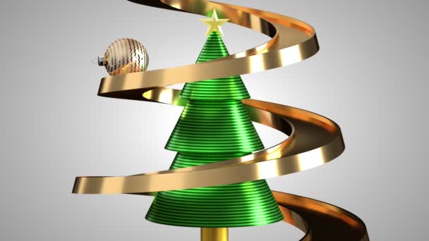 Noel Ağacının Etrafında Beyaz Arka Planda Izole Edilmiş Bir Yılanın — Stok video