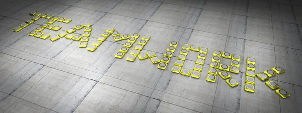 Желтые Роботы Формирующие Форму Слова Совместной Работы Иллюстрация — стоковое фото