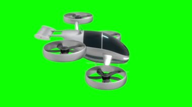 Dört pervaneli yolcu uçağı yeşil arka planda izole edildi - 3840x2160 px).