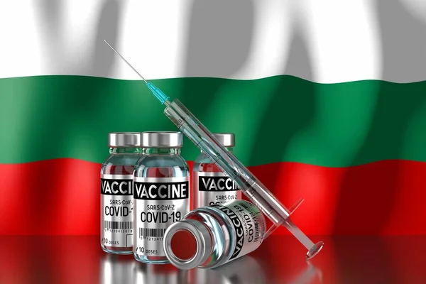 Covid Sars Cov Programa Vacunación Contra Coronavirus Bulgaria Cuatro Viales —  Fotos de Stock