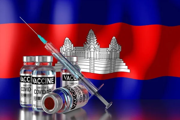 Covid Sars Cov Programa Vacunación Contra Coronavirus Camboya Cuatro Viales —  Fotos de Stock