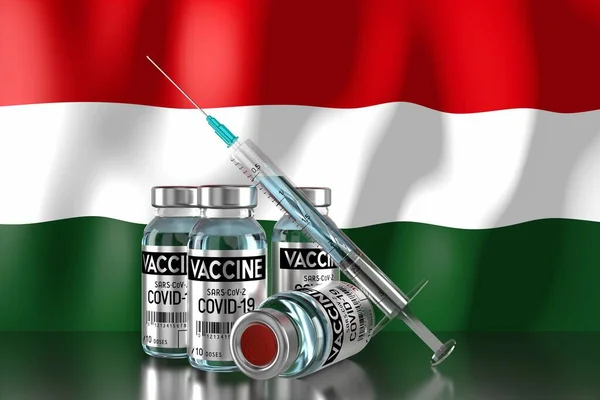 Covid Sars Cov Programa Vacunación Contra Coronavirus Hungría Cuatro Viales —  Fotos de Stock