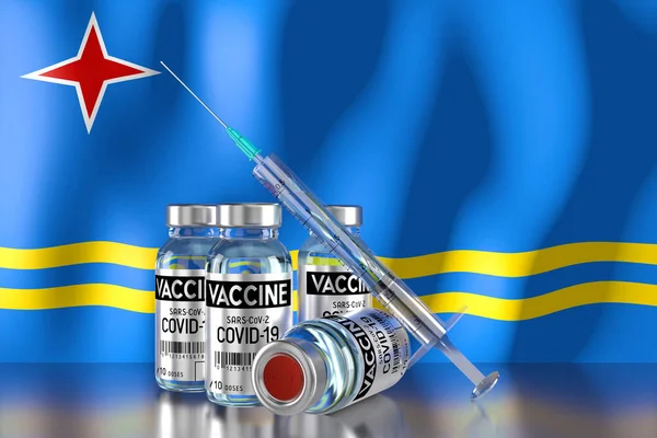Covid Sars Cov Programa Vacunación Contra Coronavirus Aruba Cuatro Viales —  Fotos de Stock