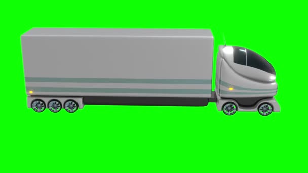 Futuristische Autonome Truck Geïsoleerd Groene Achtergrond Animatie 3840X2160 — Stockvideo