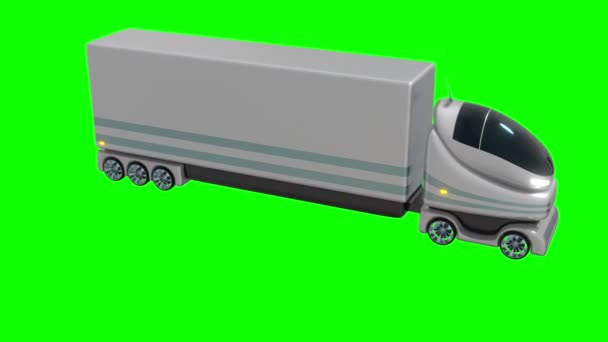 Φουτουριστικό Αυτόνομο Φορτηγό Απομονωμένο Πράσινο Φόντο Animation 3840X2160 — Αρχείο Βίντεο