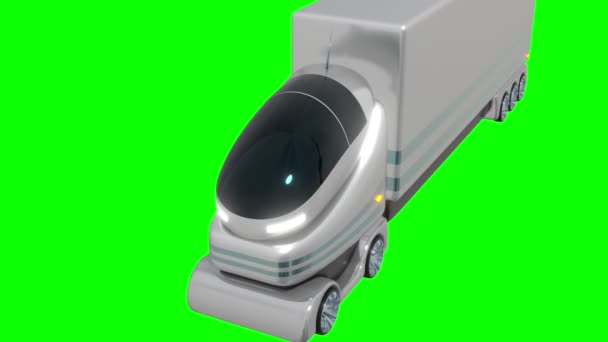 Futuristische Autonome Truck Geïsoleerd Groene Achtergrond Animatie 3840X2160 — Stockvideo