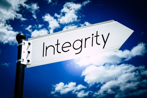 Integrity Signpost One Arrow Sky Background — Stock Photo, Image
