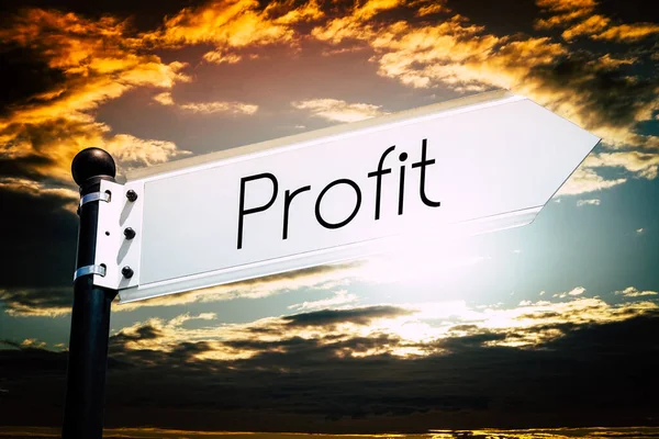 Profit Signpost Egy Nyíl Háttérben — Stock Fotó
