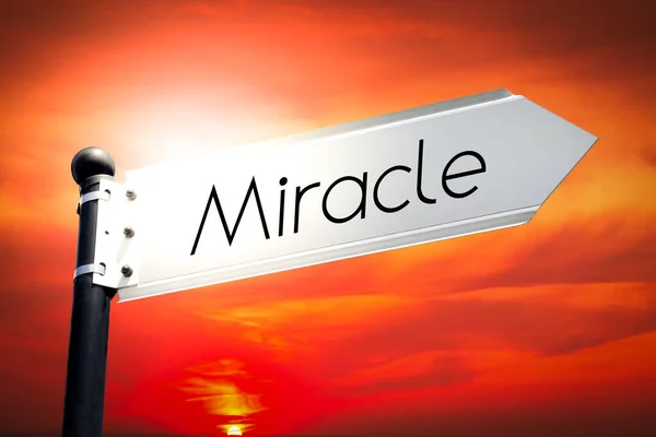 Miracle Signpost One Arrow Sky Background — Stock Photo, Image