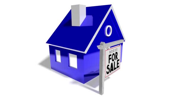 Haus Verkaufen Brett Geometrische Hausform Immobilienangebotskonzept Animation 3840X2160 — Stockvideo