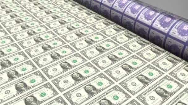 Impresión Billetes Dólar Ideal Para Temas Como Finanzas Economía Negocios — Vídeo de stock