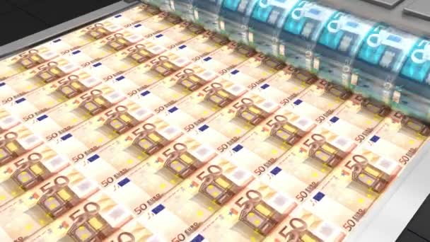 Euro Scheine Drucken Ideal Für Themen Wie Finanzen Wirtschaft Wirtschaft — Stockvideo
