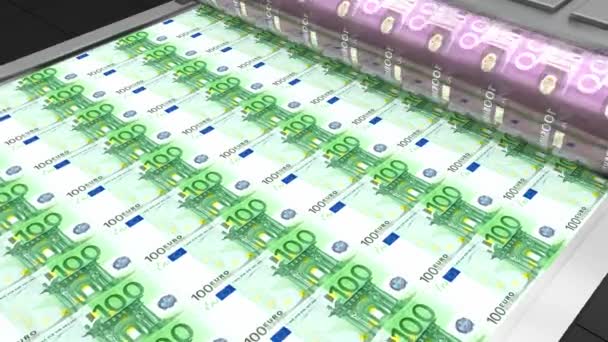 Het Drukken Van 100 Euro Rekeningen Geweldig Voor Onderwerpen Als — Stockvideo