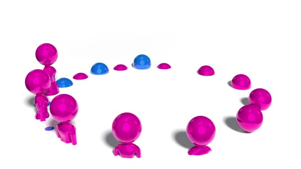 Männer und Frauen, Jungen und Mädchen im Kreis - Geschlechterkonzept - 3D 4k Animation (3840x2160 px).