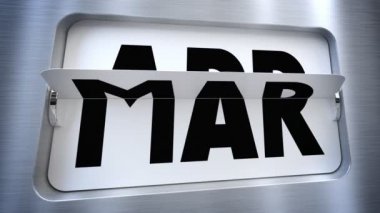 Modern takvim yılın ayları boyunca dönüyor - Ocak 'tan Aralık' a kadar, pürüzsüz döngü - 3D 4k animasyon (3840x2160 px).
