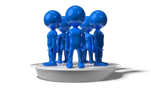 Blue Cartoon Characters Teamwork Concept Illustration — Stock Photo, Image