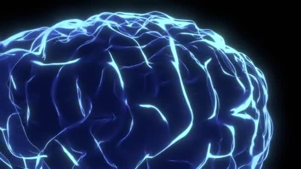 Terbang Sekitar Hologram Otak Manusia Konsep Proses Berpikir Animasi 3840X2160 — Stok Video