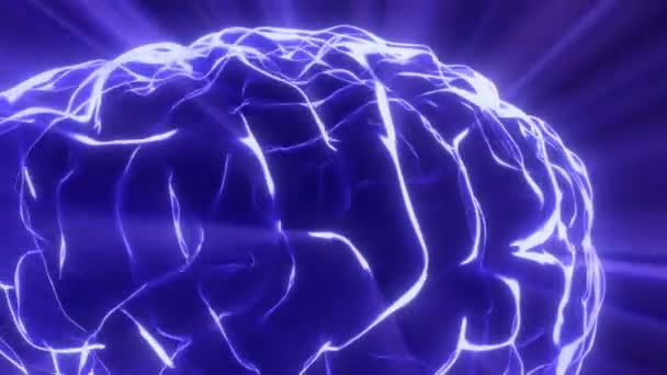Летюча Навколо Людського Мозку Голограма Легкі Промені Процес Мислення Концепція — стокове відео