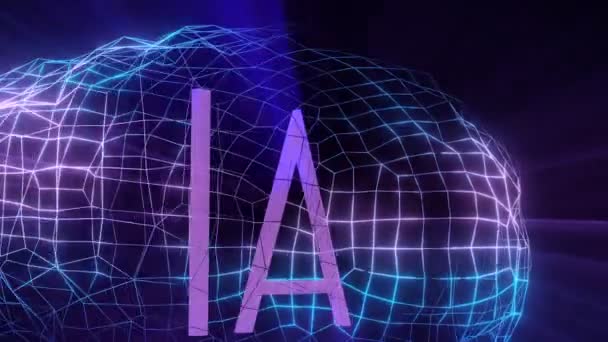 Hologramm Des Menschlichen Gehirns Lichtstrahlen Konzept Der Künstlichen Intelligenz Animation — Stockvideo